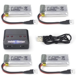 4-in-1 Charger & 4pcs 3.7V 350mAh Rechargeable Lipo Battery for Cheerwing UDIRC U12S U12 Helicopter